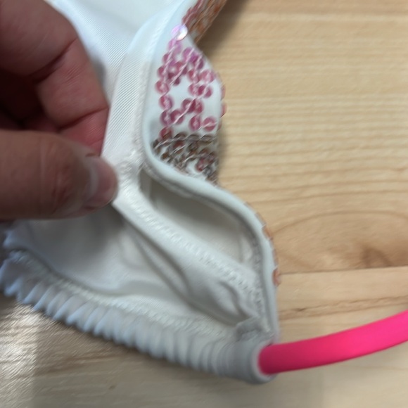 SM Victoria’s Secret sequin neon pink string bikini triangle halter two piece, - Picture 10 of 12